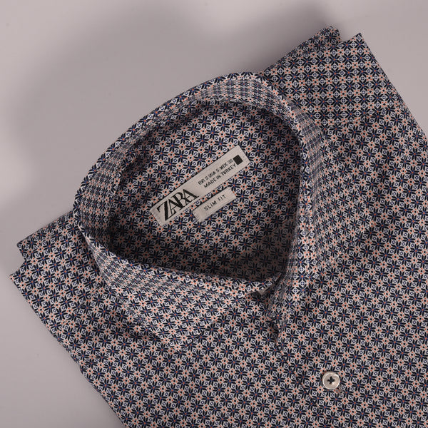 ZR Blue & Orange Printed Shirt